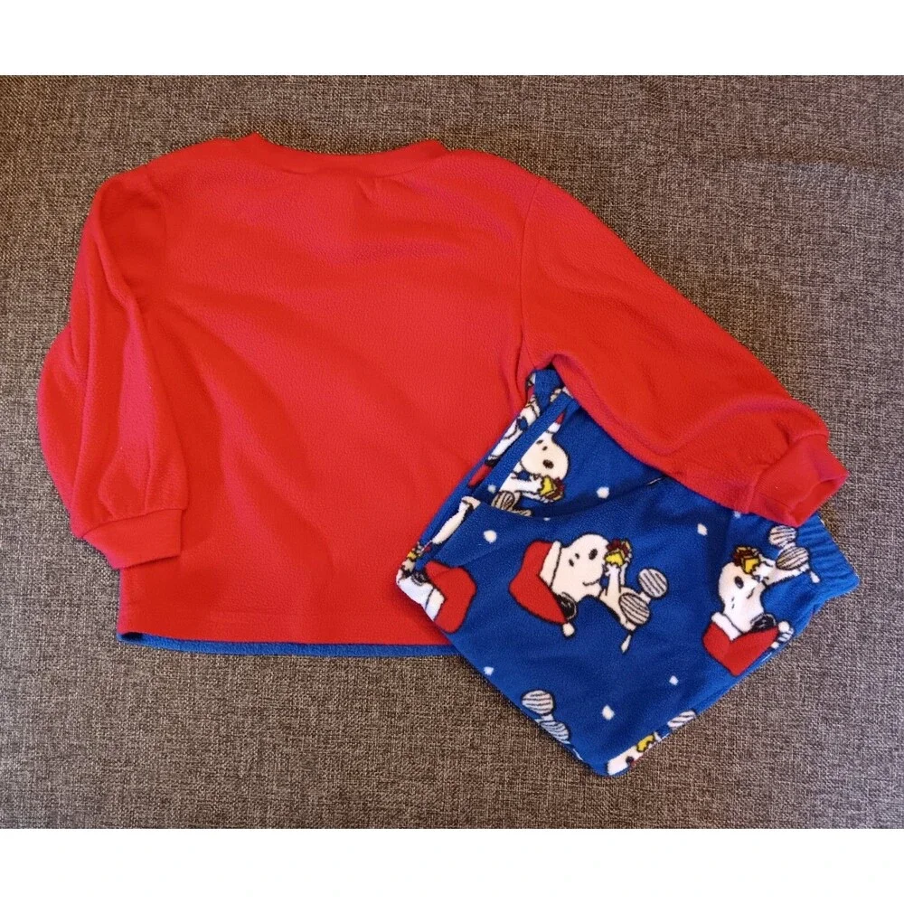 pajama 2T Peanuts 2 piece Holiday Christmas sleepwear Set Snoopy Fleece